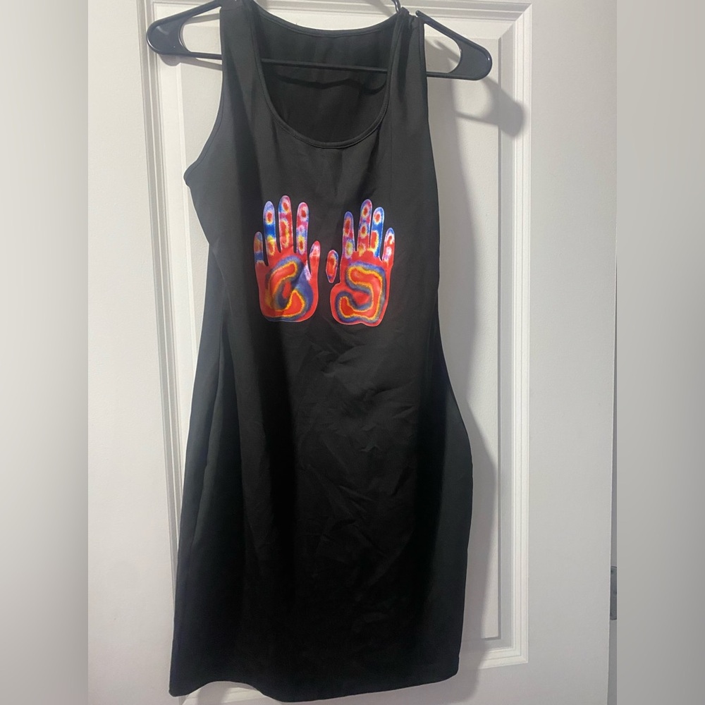 Black Fitted Hand Design Dress